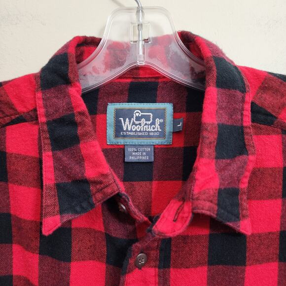 Woolrich red & black buffalo check traditional flannel shirt men's size large - Picture 2 of 7